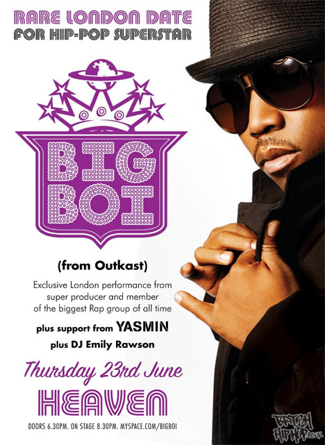 Big Boi (Outkast) Live + Support From Yasmin 23rd June