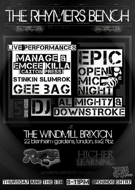 New Live Hip Hop Night In London - The Rhymers' Bench